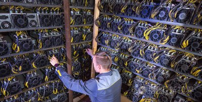 An overhead view of a mining farm showcasing numerous machines