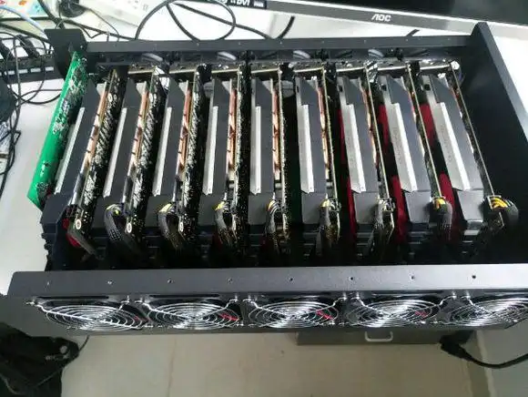 Modern crypto mining farm with hosted ASIC miners